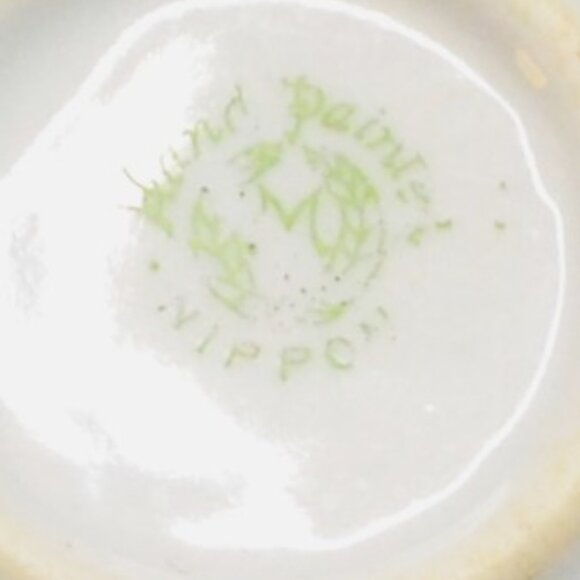 Antique Hand-Painted Nippon Square Dish Floral Ribbon Border Gold Trim Japan - Picture 7 of 7